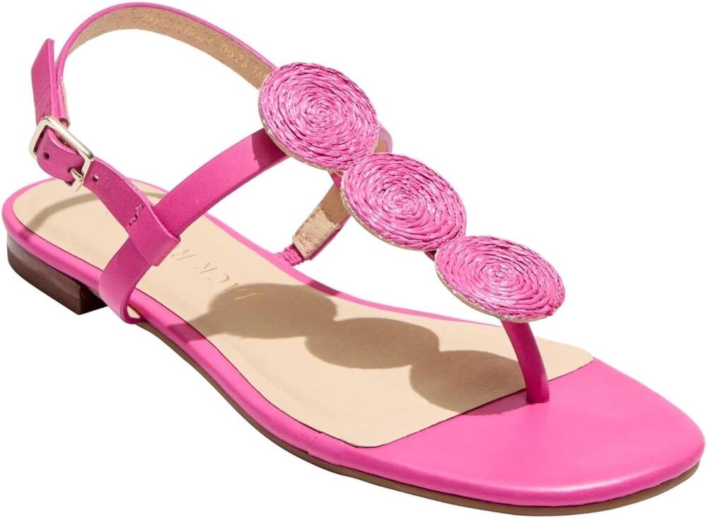 Jack Rogers Women's Worth Flat Sandal in Fuchsia Raffia